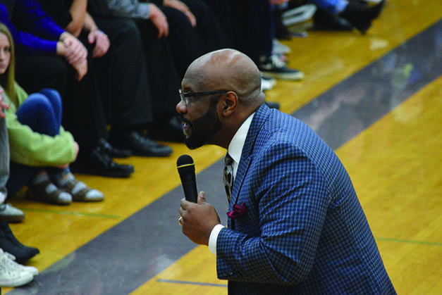 Dr. Charles Morgan speaks to the LSHS student body during the Martin Luther King Jr. Assembly on January 15, 2016 about the prejudice and inequality that is still present in the United States. His story connected with what students know to be going on in our country. “It was really inspiring. He told such personal stories that it easily connected to real life,” senior Shaelyn Huot said. 