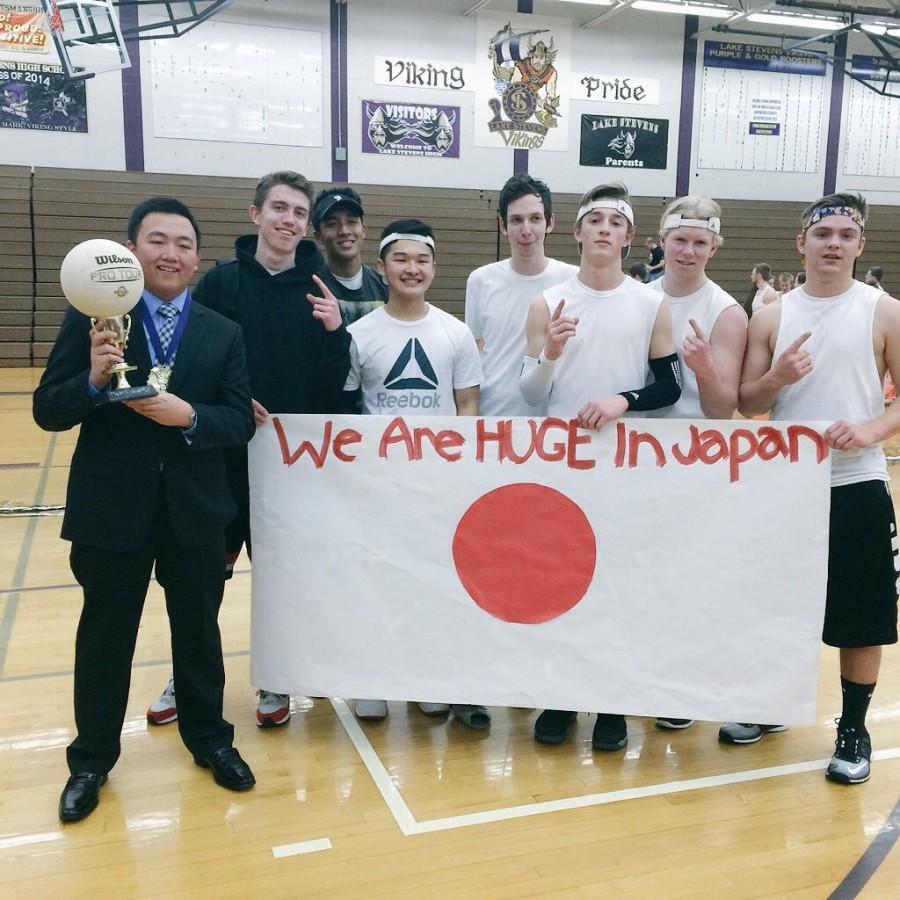 We Are Huge In Japan celebrates their victory over 25 To Life in this year's Macho Volleyball tournament. Despite the team's minimal preperation, their bumps, sets, and spikes were the best in the tournament. "[The win] is all on my team, they were great out there and I'm proud to be their coach," senior Marcus Huang said. 