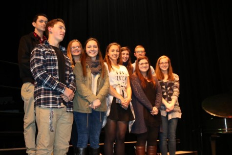 Students take the stage to receive their academic awards on February 23rd at the student awards night. Over 300 students received awards in all areas including science,  fine arts, as well as individual awards for FCCLA and DECA. “I was receiving recognition for making it to state for FCCLA with others in the chapter of Lake Stevens. It was nice to be recognized because we spent many weekends in Mrs. Hahn’s room working on our project,” said senior Brittany Knauts.  