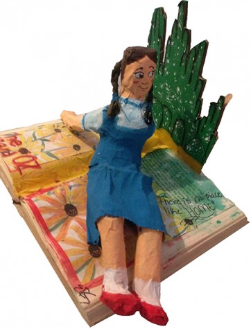 Repurposed library book in paper mache of Wizard of Oz by Ellisabeth Story