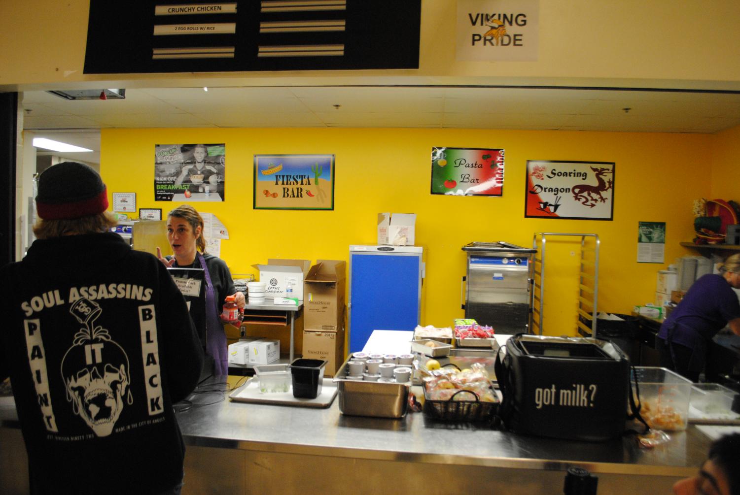 Behind the scenes: Michele Thomas (left) and Lisa Riecks (right) work hard to feed the hungry students. They are always willing to help when you are low on money. “You will need money tomorrow or we can provide you with a courtesy lunch if you are short on money,” Riecks said.