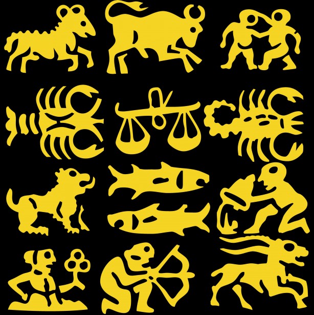 STUBBORN AS A BULL: These figures represent each of the twelve signs. The figures symbolize an animal or person that generalizes an important trait of that zodiac sign, such as the bull for Taurus, a sign known for its determination. 
