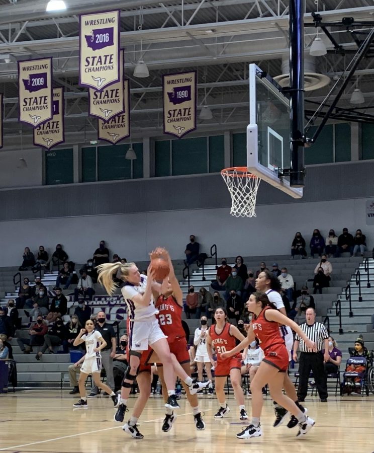 Lake+Stevens+girls+played+a+dominating+game+against+Kings+High+School.+Senior+Chloe+Pattison%2C+goes+up+for+the+shot%2C+after+rebounding+the+ball.+The+team+made+a+total+of+24+points+in+the+4th+quarter.+So+were+very+hyped+for+even+if+its+something+small%2C+junior+Ella+Edens+said.