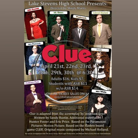 Spring play: Promotion for Lake Stevens high school’s production of Clue is in full swing as show dates are rapidly approaching. The game Clue was first released in 1949 and was patented by British musician Anthony Pratt based on the parlor game called Murder. “Clue is a mystery of whodunnit. six guests arrive at a mansion, all holding secrets from one another. Will secrets bring out the best in them, or will it take a turn for the worst? Come find out in a night of fun, intrigue, and sleuthing, where you too can find out who should be put behind bars,” senior Haley Tabor said.