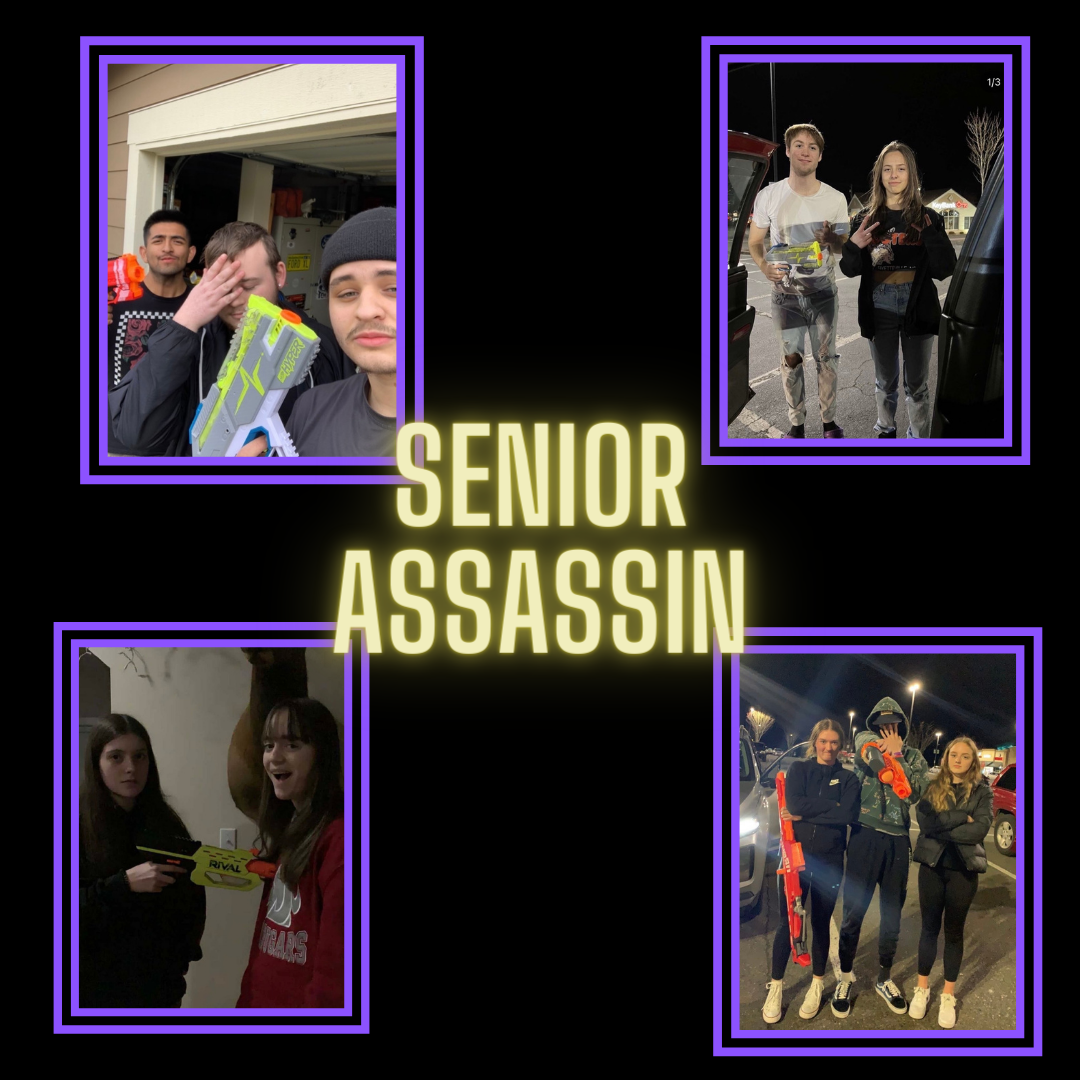 Hunt or be hunted: Multiple seniors participate in senior assassin and eliminate their targets. This non-school-related event has had seniors looking over their backs whenever they leave their house.  Im just glad with the eventful high school experience we had we can still do this, senior Mateo Castillo said.
