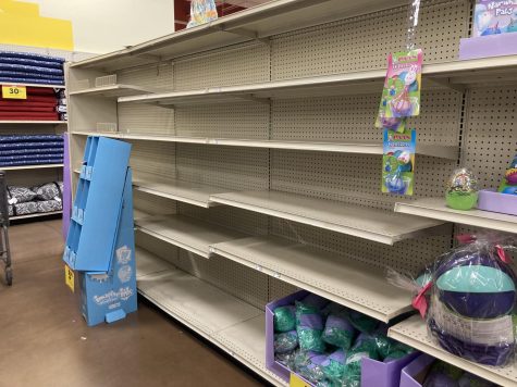 
Food supply running out: Empty shelves at Fred Meyer in Snohomish. Due to the Russian-Ukrainian war, 1/3 of wheat farming hasnt happened this season. This has left shelves at grocery stores empty. Losing half our food supply could destroy our economy, sophomore Sidney Packard said.
