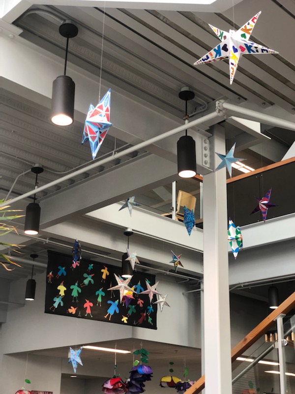 The "sky" in the Learning Commons is filled with starry lanterns.