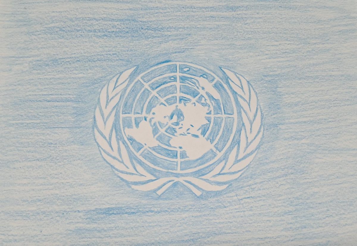 Illustration of the UN flag drawn by Dmytro Grytskanyuk