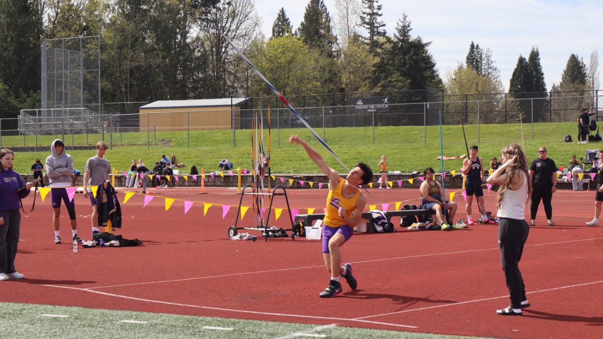 Senior Macrae Breen gives his all, throwing his javelin

